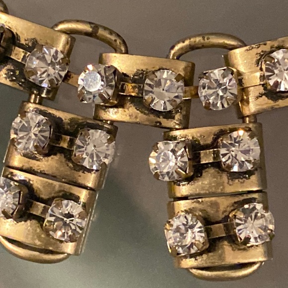 J CREW - necklace: gold tone w asymmetrical chunks & rhinestones throughout - Picture 12 of 16